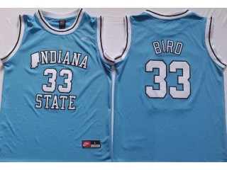 Indiana State Sycamores #33 Larry Bird Light Blue Basketball Jersey
