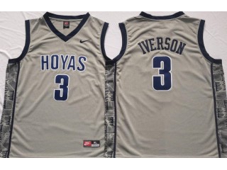 Georgetown Hoyas #3 Allen Iverson Gray Basketball Jersey