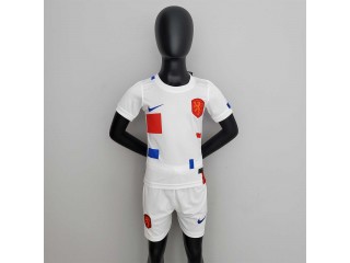 Netherlands Blank 2022-23 Away Soccer Kid's Jersey