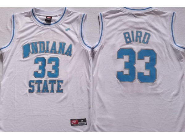 Indiana State Sycamores #33 Larry Bird White Basketball Jersey