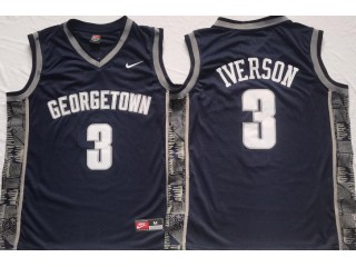 Georgetown Hoyas #3 Allen Iverson Navy Basketball Jersey