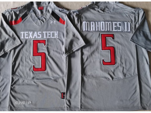 Texas Tech Red Raiders #5 Patrick Mahomes Gray Football Jersey