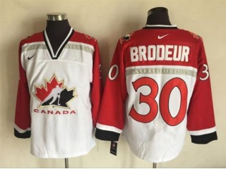 1998 Winter Olympics Team Canada #30 Martin Brodeur White CCM Vintage Jersey