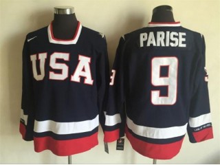 2010 Winter Olympics Team USA #9 Zach Parise CCM Vintage Jersey - Navy/White