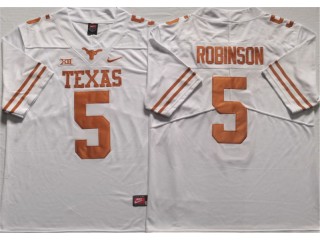 Texas Longhorns #5 Bijan Robinson White Football Jersey