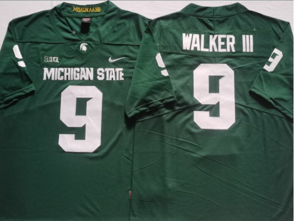 Michigan State Spartans #9 Kenneth Walker III Green Football Jersey