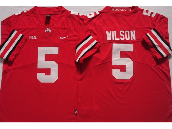 Ohio State Buckeyes #5 Garrett Wilson Red College Jersey