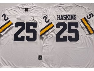 Michigan Wolverines #25 Hassan Haskins White College Jersey