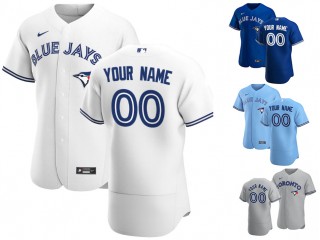 Custom Toronto Blue Jays Flex Base Jersey - White/Royal/Light Blue/Gray 