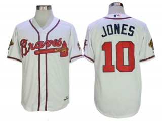 Atlanta Braves #10 Chipper Jones 1995 Throwback Jersey - Gray/White