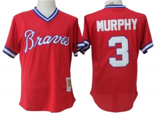 Atlanta Braves #3 Dale Murphy Red 1980 Cooperstown Mesh Batting Practice Jersey