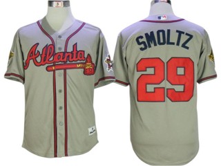 Atlanta Braves #29 John Smoltz 1995 Throwback Jersey - Gray/White