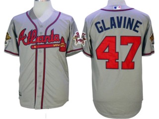 Atlanta Braves #47 Tom Glavine 1995 Throwback Jersey - Gray/White