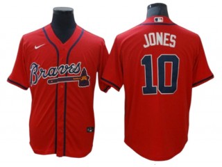 Atlanta Braves #10 Chipper Jones Red Alternate Cool Base Jersey