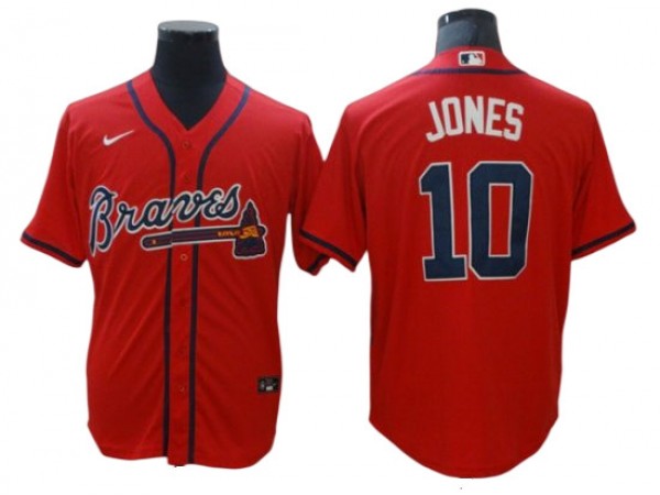 Atlanta Braves #10 Chipper Jones Red Alternate Cool Base Jersey
