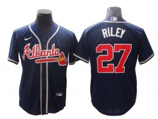 Atlanta Braves #27 Austin Riley Navy Alternate Cool Base Jersey