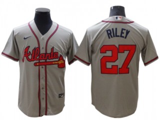 Atlanta Braves #27 Austin Riley Gray Cool Base Jersey