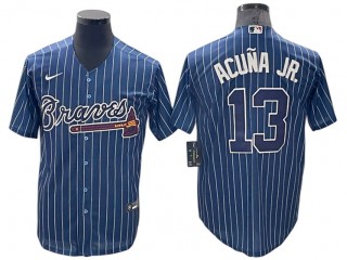 Atlanta Braves #13 Ronald Acuna Jr. Blue Pinstripe Cool Base Jersey