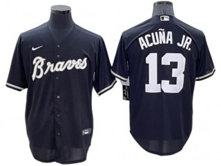 Atlanta Braves #13 Ronald Acuna Jr. Black Cool Base Jersey