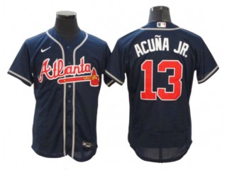 Atlanta Braves #13 Ronald Acuna Jr. Navy Alternate Flex Base Jersey