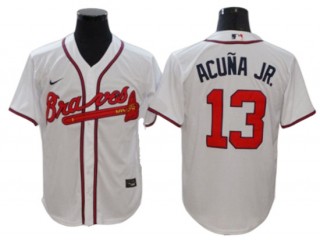 Atlanta Braves #13 Ronald Acuna Jr. White Home Cool Base Jersey