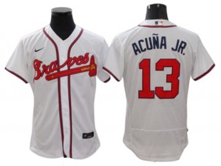 Atlanta Braves #13 Ronald Acuna Jr. White Home Flex Base Jersey