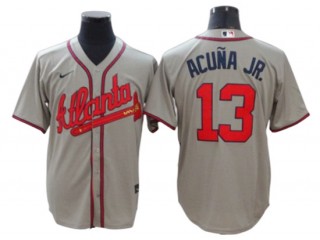 Atlanta Braves #13 Ronald Acuna Jr. Gray Cool Base Jersey