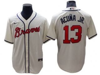 Atlanta Braves #13 Ronald Acuna Jr. Cream Cool Base Jersey