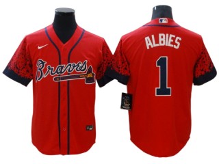 Atlanta Braves #1 Ozzie Albies Red Drift Cool Base Jersey