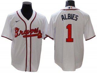 Atlanta Braves #1 Ozzie Albies White Home Cool Base Jersey