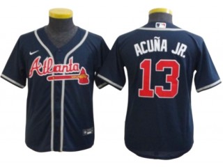 Youth Atlanta Braves #13 Ronald Acuna Jr. Jersey - Red/Navy