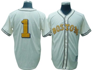 Boston Red Sox #1 Bobby Doerr Cream Throwback Jersey
