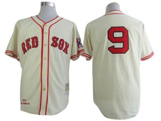 Boston Red Sox #9 Ted Williams Cream Throwback Jersey