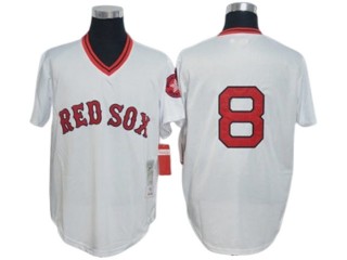 Boston Red Sox #8 Carl Yastrzemski White 1975 Throwback Jersey