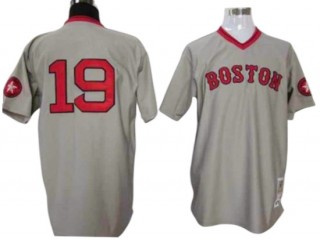 Boston Red Sox #19 Fred Lynn Gray 1975 Throwback Jersey