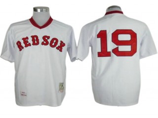 Boston Red Sox #19 Fred Lynn White 1975 Throwback Jersey