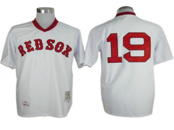 Boston Red Sox #19 Fred Lynn White 1975 Throwback Jersey