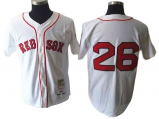 Boston Red Sox #26 Wade Boggs White 1975 Throwback Jersey