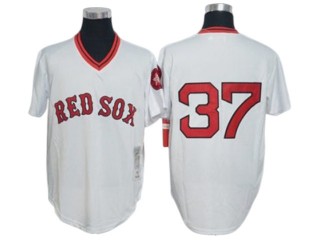Boston Red Sox #37 Bill Lee White 1975 Throwback Jersey