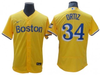 Boston Red Sox #34 David Ortiz Gold City Connect Flex Base Player Name Jersey