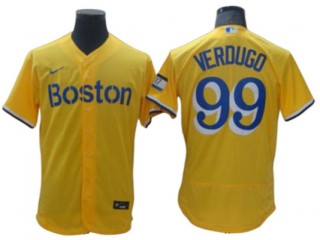 Boston Red Sox #99 Alex Verdugo Gold City Connect Flex Base Player Name Jersey