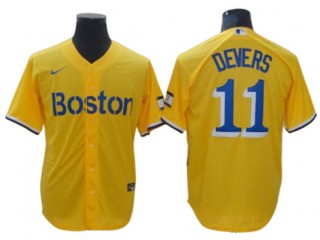 Boston Red Sox #11 Rafael Devers Gold City Connect Cool Base Player Name Jersey