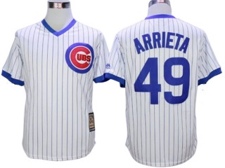 Chicago Cubs #49 Jake Arrieta Throwback Jersey - Blue/White