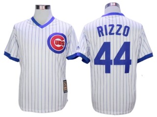 Chicago Cubs #44 Anthony Rizzo Cooperstown Collection Throwback Jersey - White/Blue