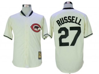 Chicago Cubs #27 Addison Russell Cream Throwback Jersey