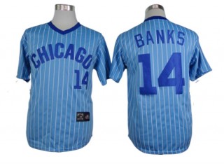 Chicago Cubs #14 Ernie Banks Light Blue Stripe 1978 Turn Back The Clock Jersey