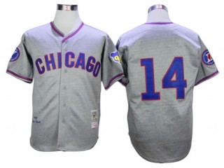 Chicago Cubs #14 Ernie Banks Gray 1968 Throwback Jersey