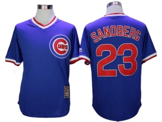 Chicago Cubs #23 Ryne Sandberg Cooperstown Collection Throwback Jersey -White/Blue