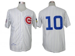 Chicago Cubs #10 Ron Santo White Pinstripe 1969 Throwback Jersey