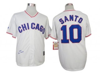 Chicago Cubs #10 Ron Santo White 1968 Throwback Jersey
